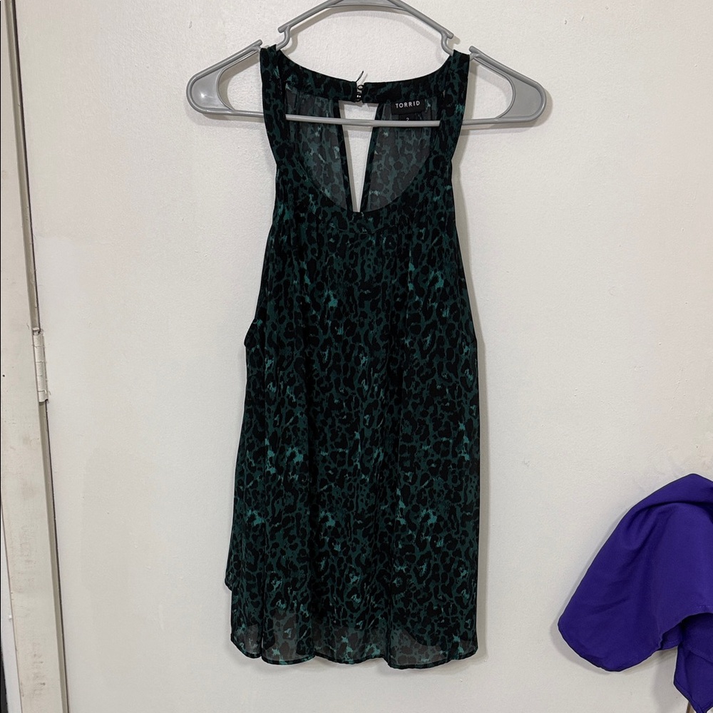 torrid Dark Teal and Black Animal Print Sleeveless Shell